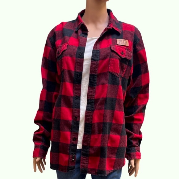 Techstyles Red and Black Flannel Shirt Cotton XL - Picture 1 of 8